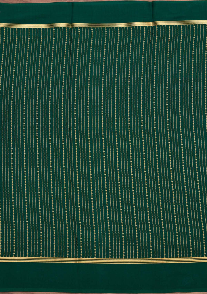 Rama Green Zariwork Pure Crepe Silk Saree_koskii