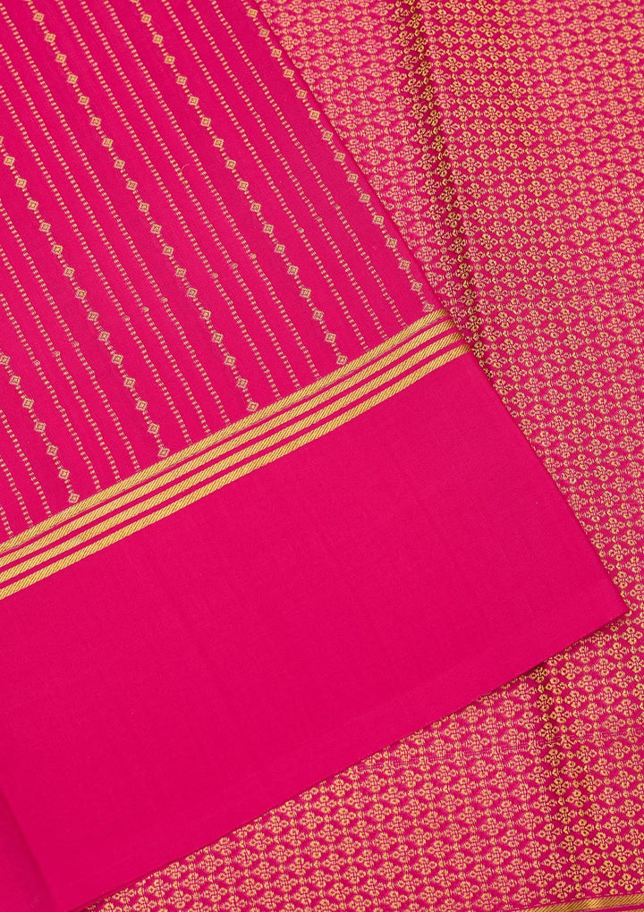 Rani Pink Zariwork Pure Crepe Silk Saree-Koskii