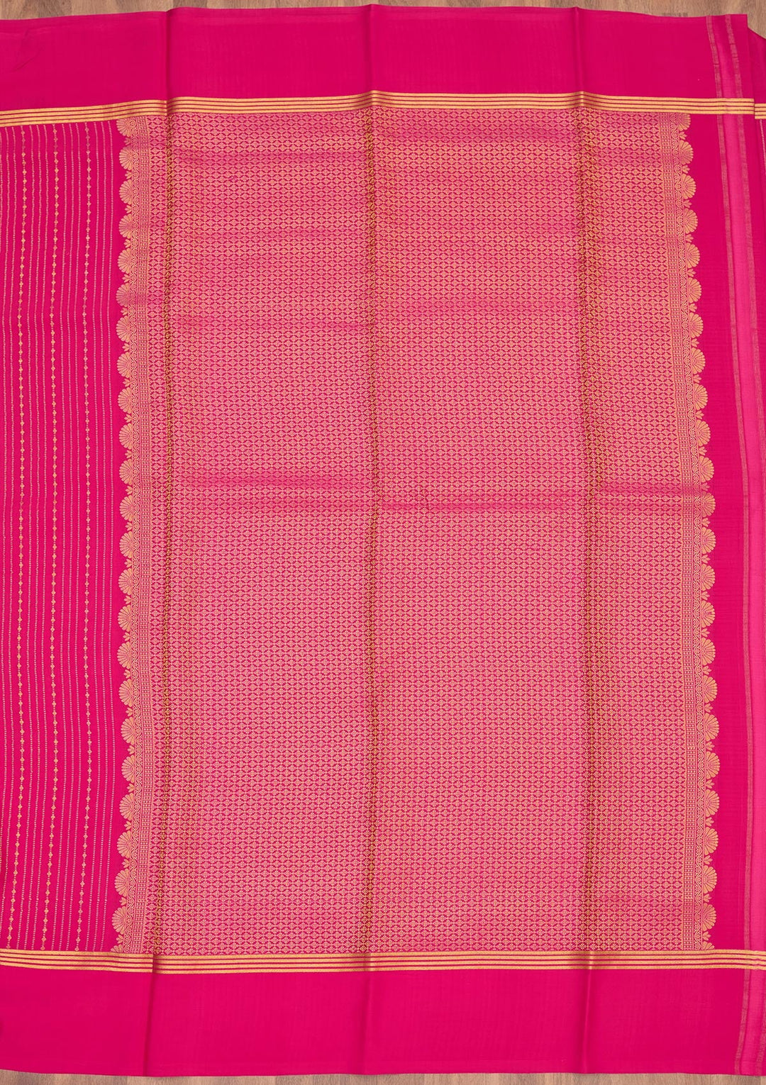 Rani Pink Zariwork Pure Crepe Silk Saree-Koskii