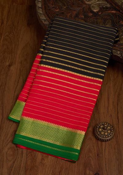 Black Zariwork Pure Crepe Silk Saree-Koskii