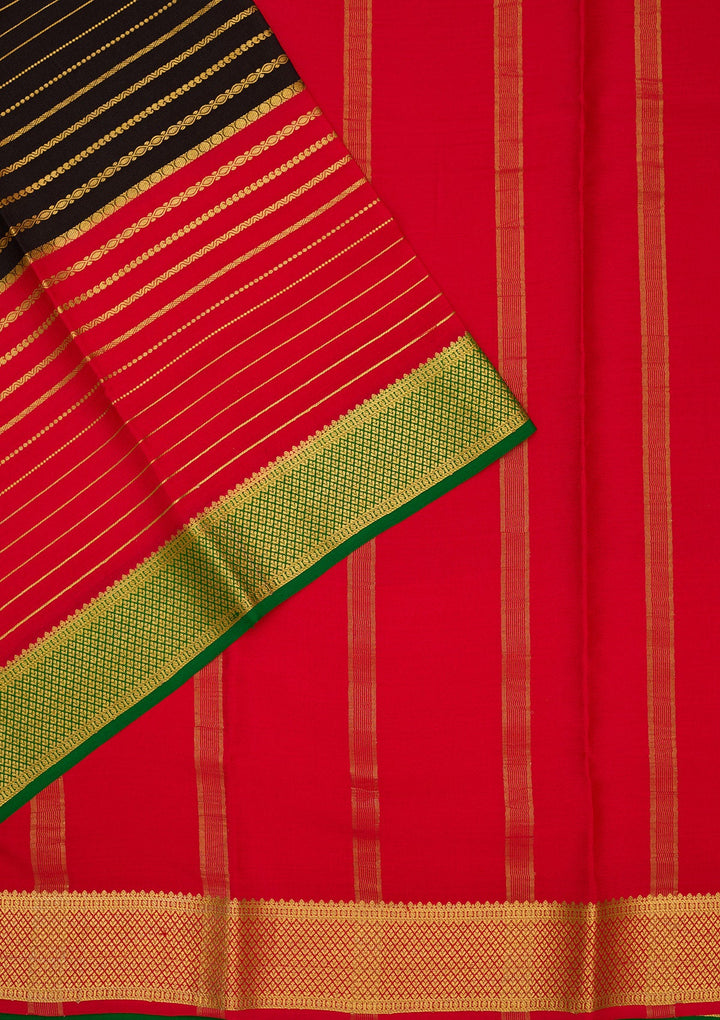 Black Zariwork Pure Crepe Silk Saree-Koskii
