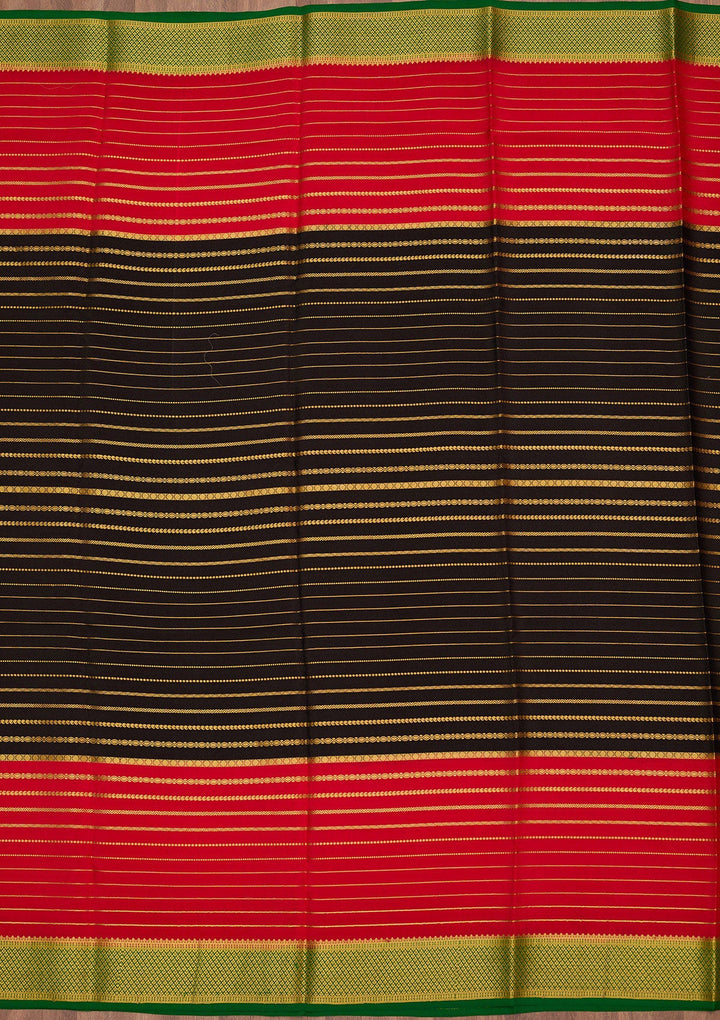 Black Zariwork Pure Crepe Silk Saree-Koskii