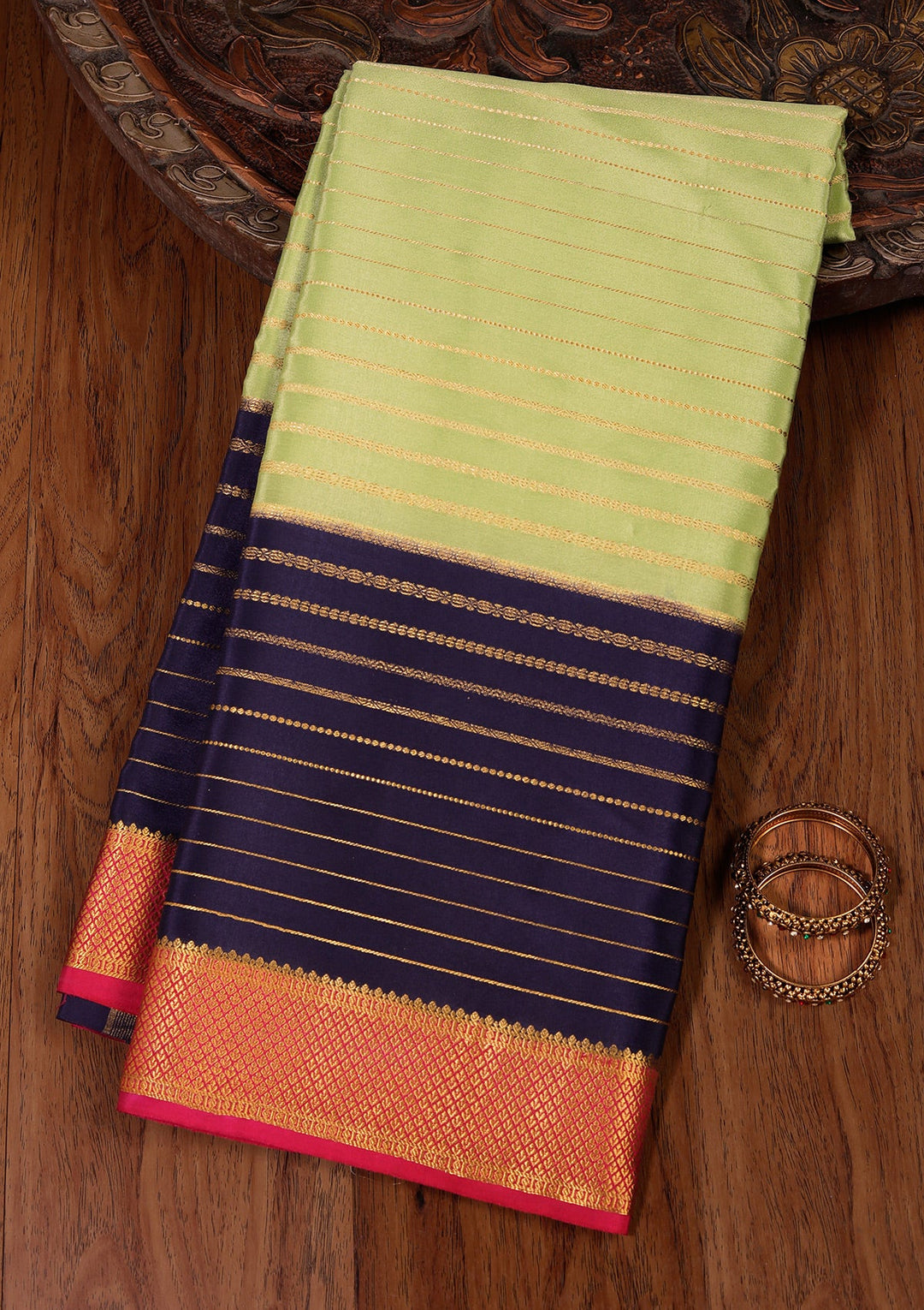 Blue Zariwork Pure Crepe Silk Saree-koskii