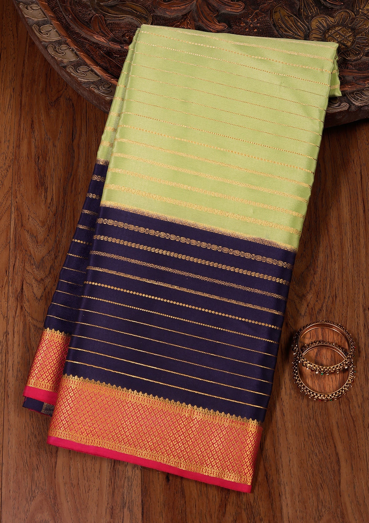 Blue Zariwork Pure Crepe Silk Saree-koskii