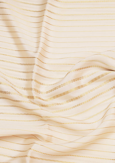 Cream Zariwork Pure Crepe Silk Saree-koskii