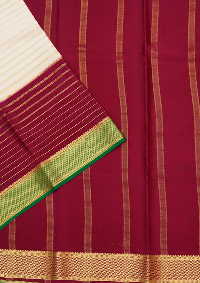Cream Zariwork Pure Crepe Silk Saree-koskii