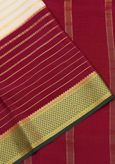 Cream Zariwork Pure Crepe Silk Saree-koskii
