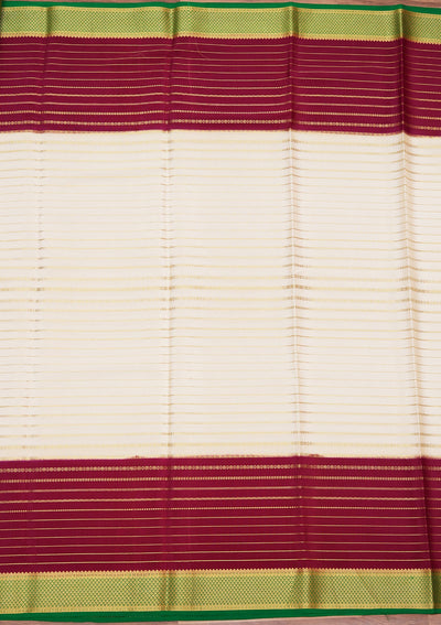 Cream Zariwork Pure Crepe Silk Saree-koskii