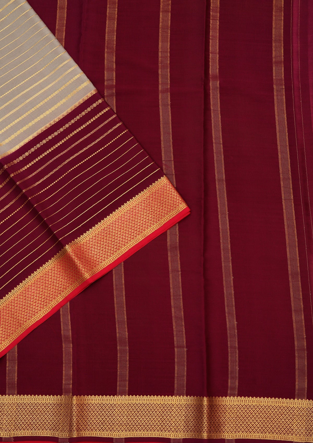 Grey Zariwork Pure Crepe Silk Saree-koskii