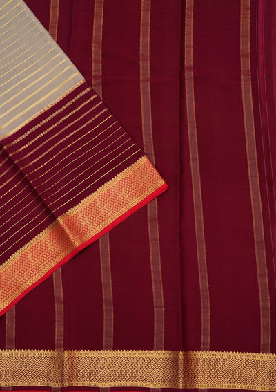 Grey Zariwork Pure Crepe Silk Saree-koskii