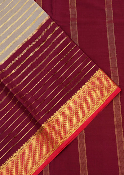 Grey Zariwork Pure Crepe Silk Saree-koskii
