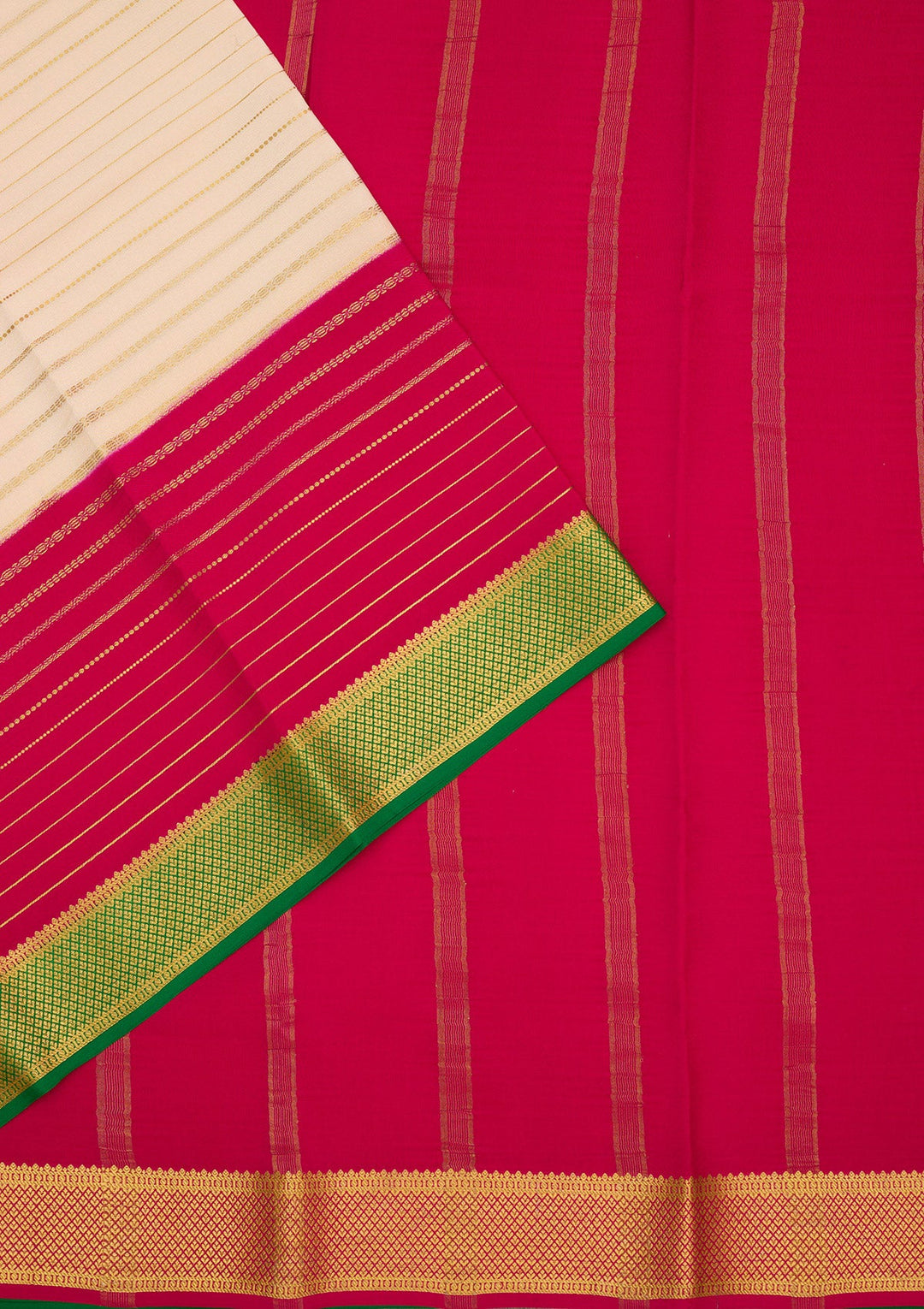 Off White Zariwork Pure Crepe Silk Saree-Koskii
