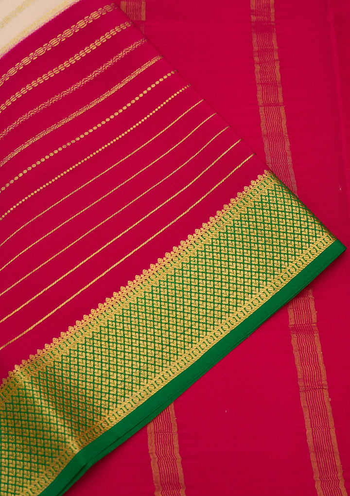 Off White Zariwork Pure Crepe Silk Saree-Koskii