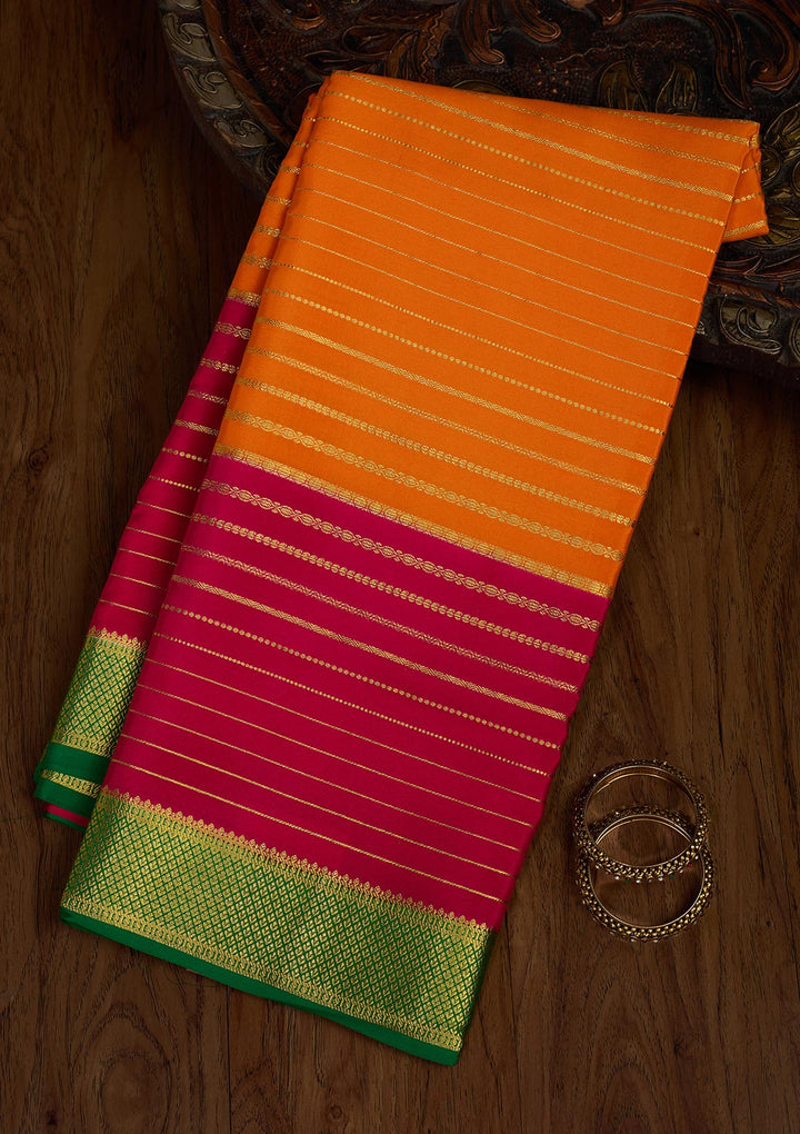 Orange Zariwork Pure Crepe Silk Saree-Koskii