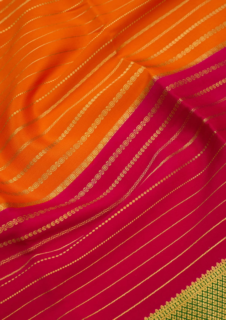Orange Zariwork Pure Crepe Silk Saree-Koskii