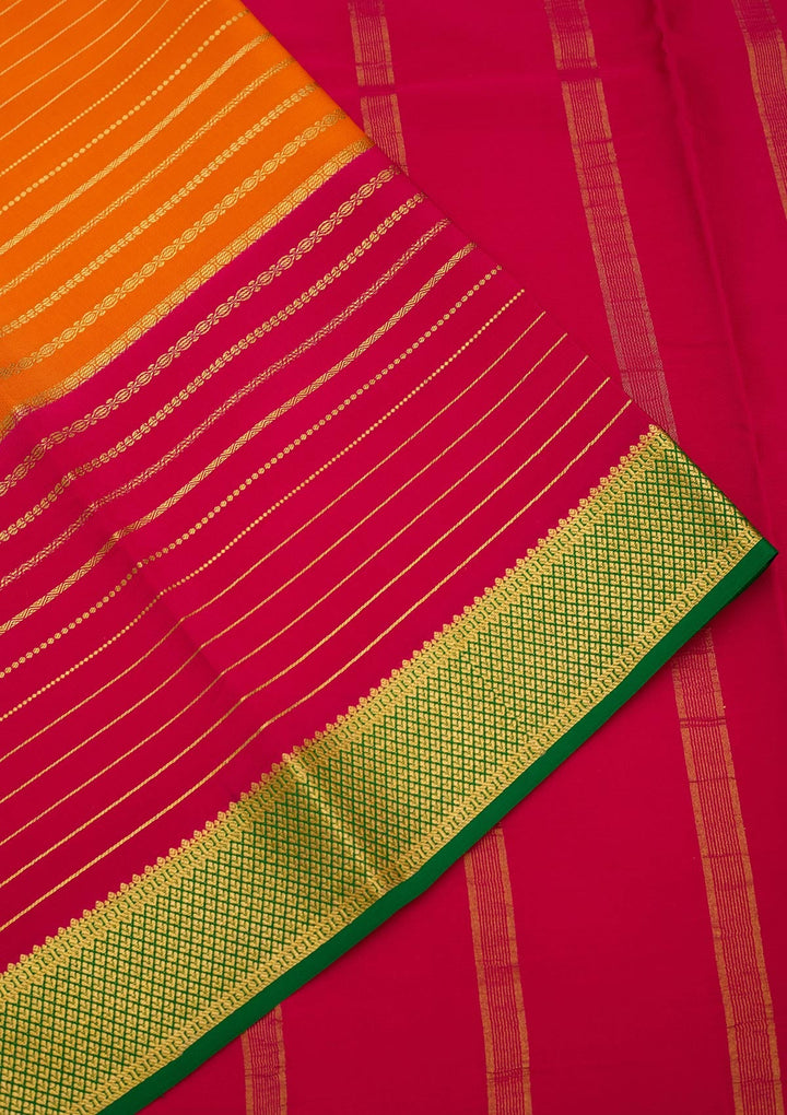 Orange Zariwork Pure Crepe Silk Saree-Koskii
