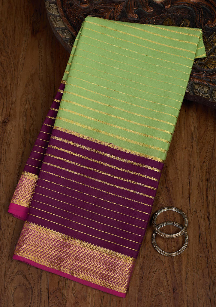 Pista Green Zariwork Pure Crepe Silk Saree-Koskii