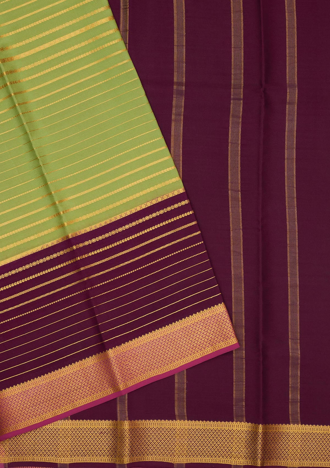 Pista Green Zariwork Pure Crepe Silk Saree-Koskii