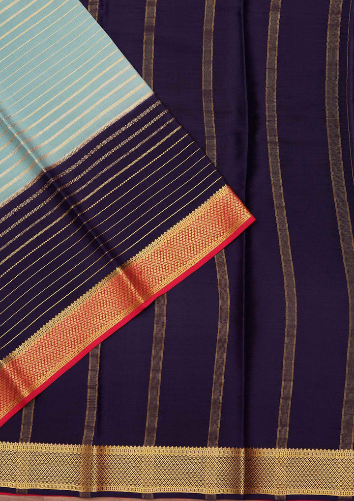 Sea Green Zariwork Pure Crepe Silk Saree_koskii