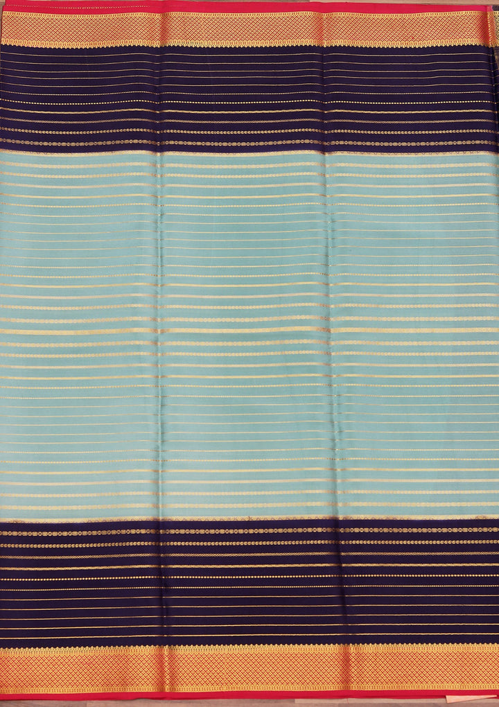 Sea Green Zariwork Pure Crepe Silk Saree_koskii