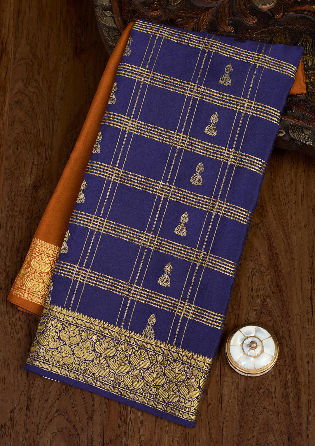 Light Brown Zariwork Pure Crepe Silk Saree-Koskii
