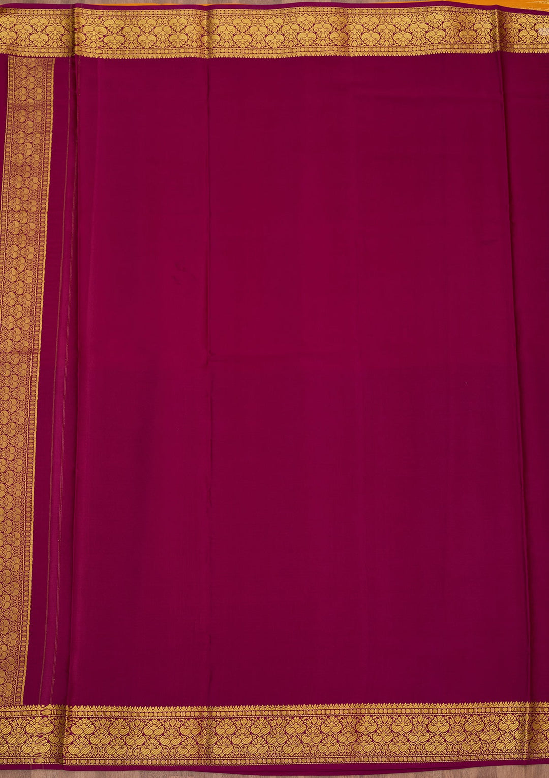 Mustard Zariwork Pure Crepe Silk Saree-Koskii