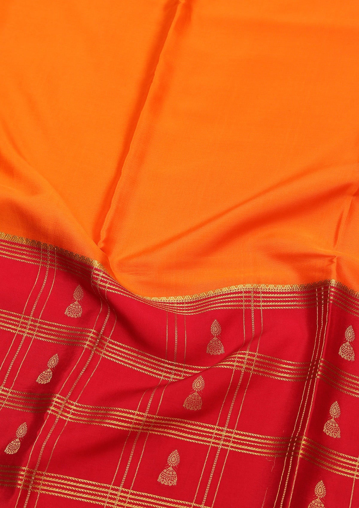 Orange Zariwork Pure Crepe Silk Saree-koskii