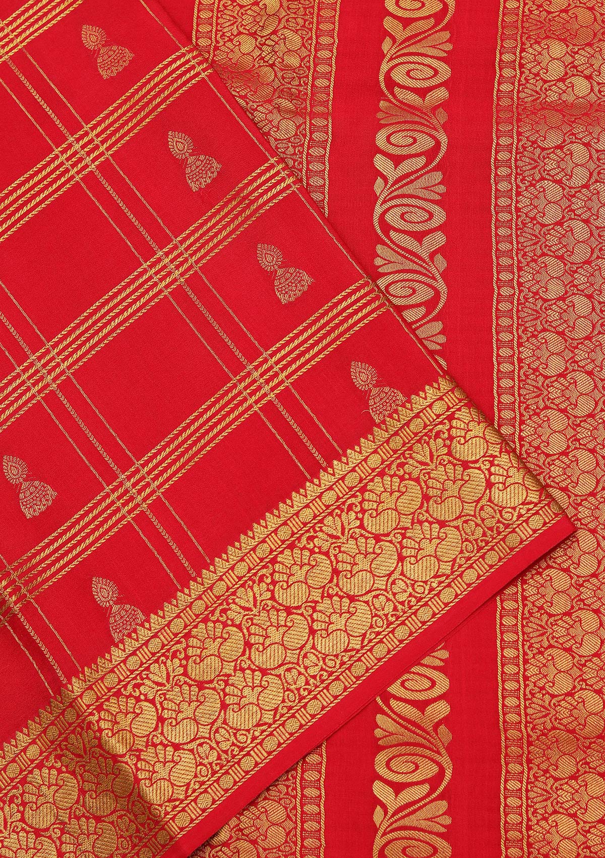 Orange Zariwork Pure Crepe Silk Saree-koskii