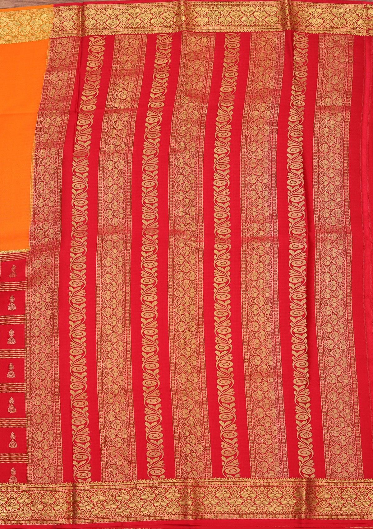 Orange Zariwork Pure Crepe Silk Saree-koskii