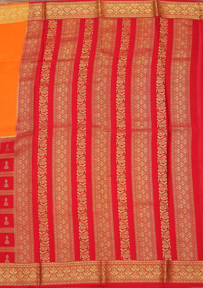 Orange Zariwork Pure Crepe Silk Saree-koskii