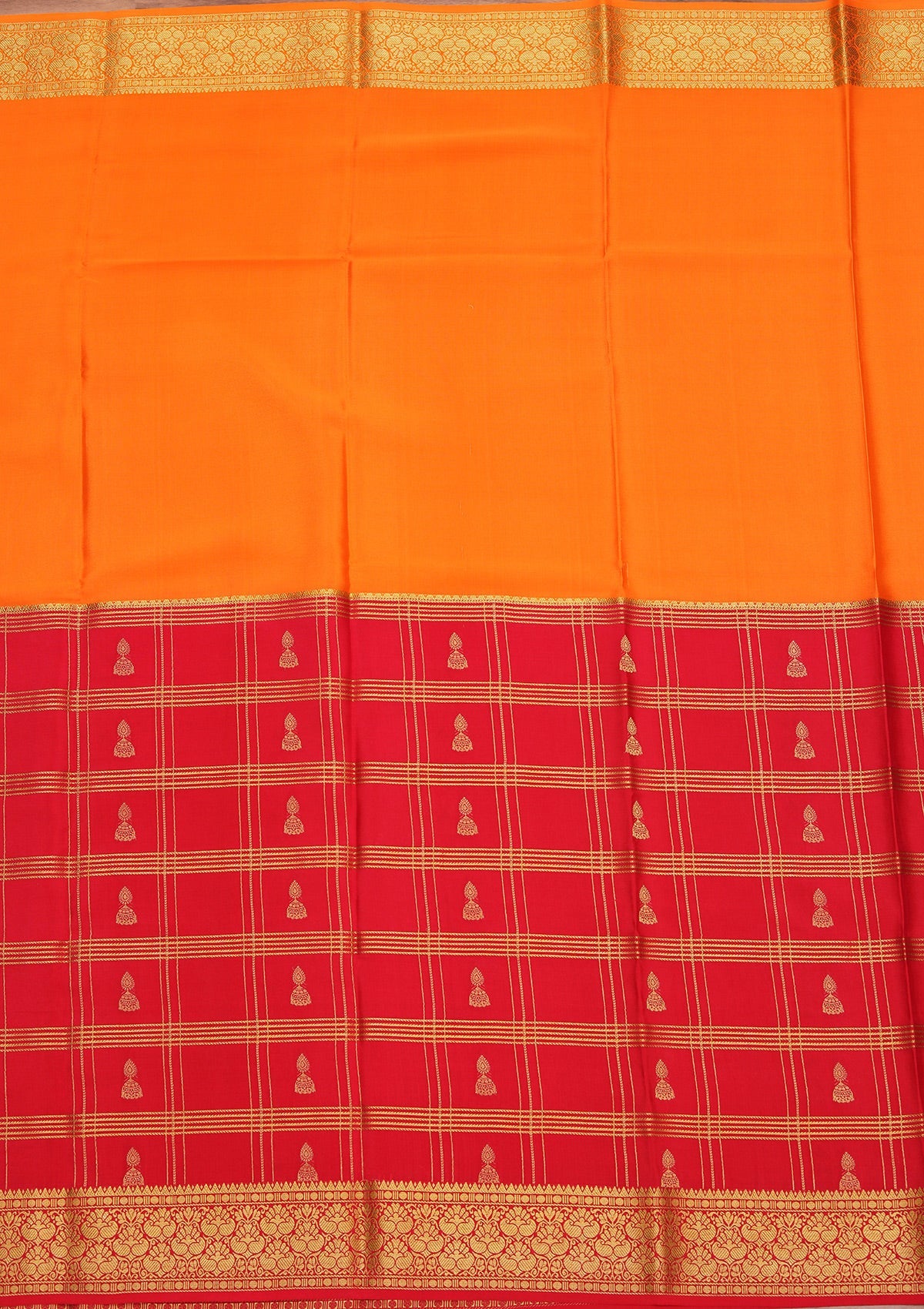 Orange Zariwork Pure Crepe Silk Saree-koskii