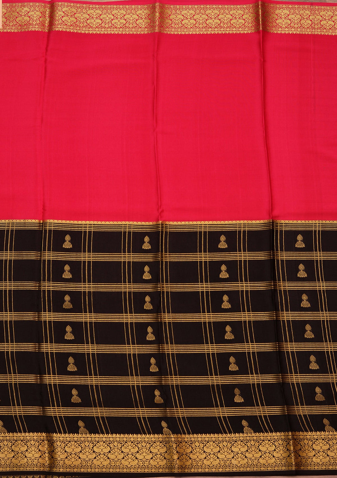 Rani Pink Zariwork Pure Crepe Silk Saree_koskii