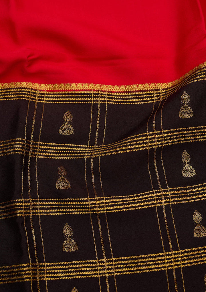 Red Zariwork Pure Crepe Silk Saree-Koskii