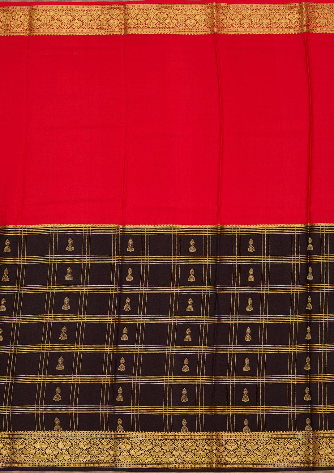 Red Zariwork Pure Crepe Silk Saree-Koskii