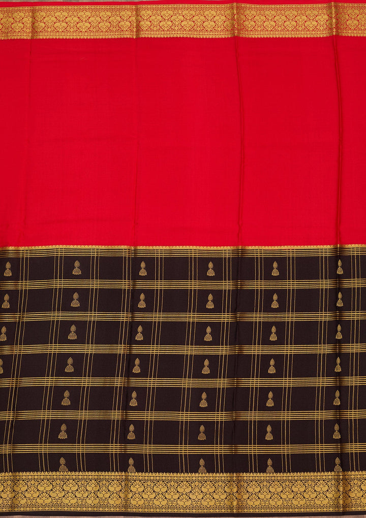 Red Zariwork Pure Crepe Silk Saree-Koskii