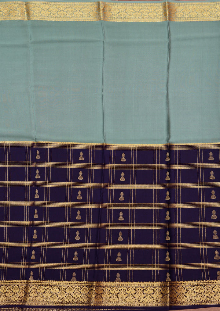 Sky Blue Zariwork Pure Crepe Silk_Saree_koskii