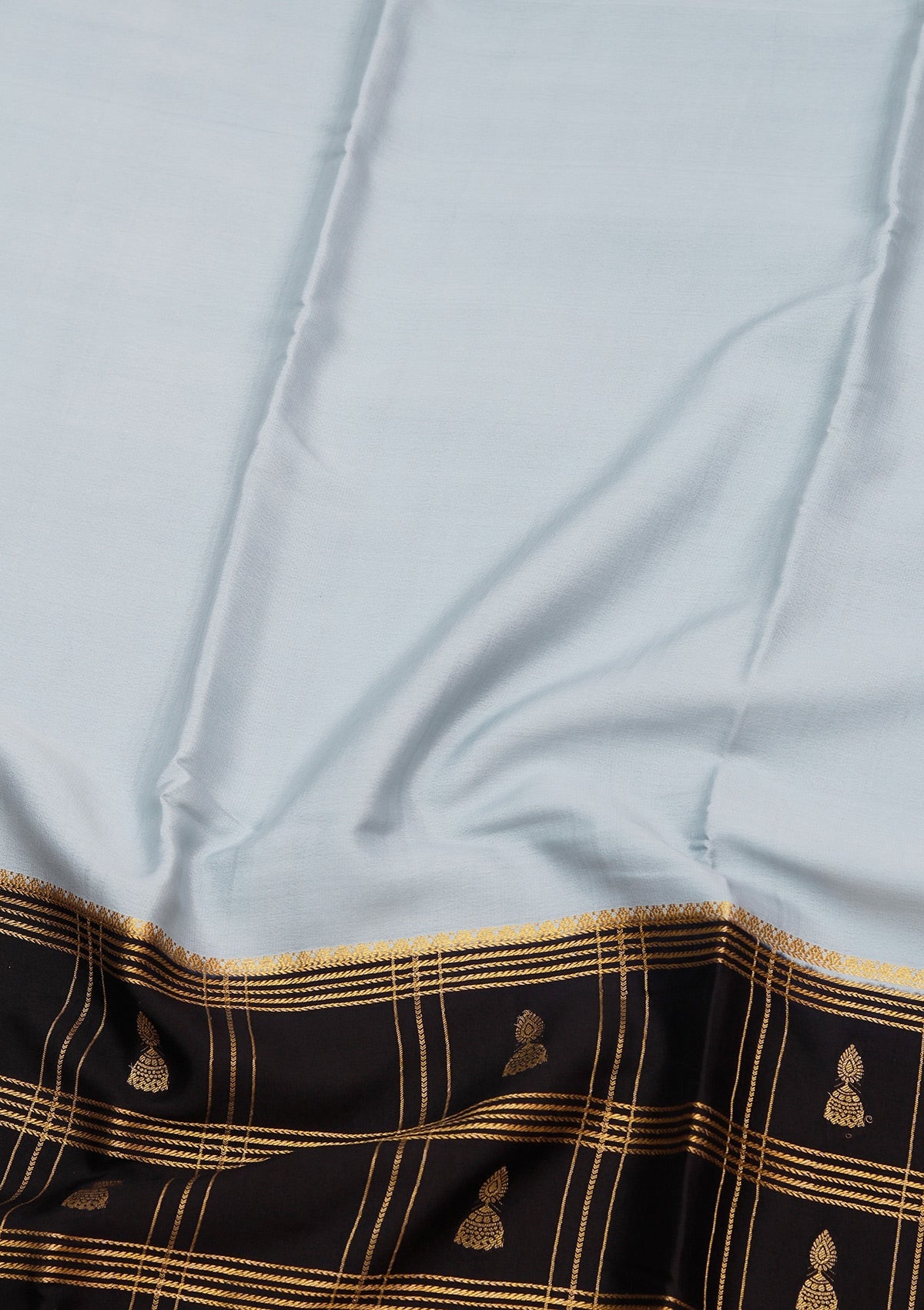 Sky Blue Zariwork Pure Crepe Silk Saree-koskii
