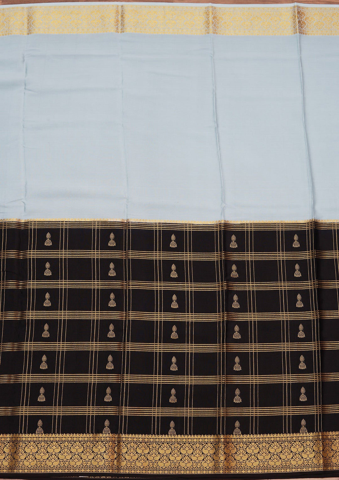 Sky Blue Zariwork Pure Crepe Silk Saree_koskii