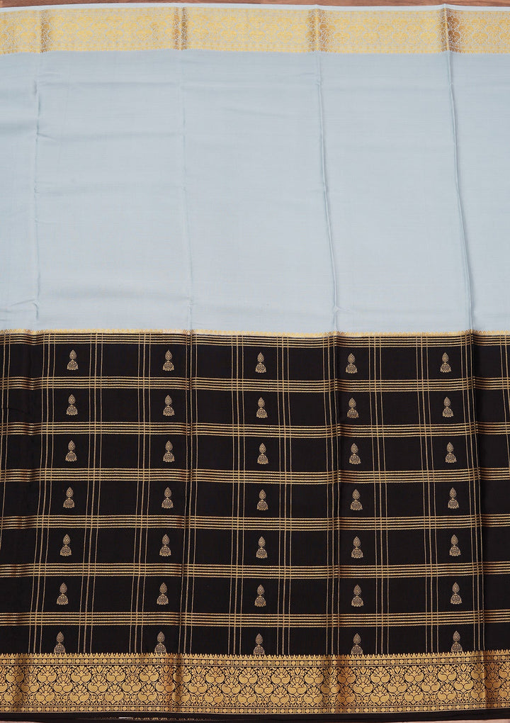 Sky Blue Zariwork Pure Crepe Silk Saree_koskii