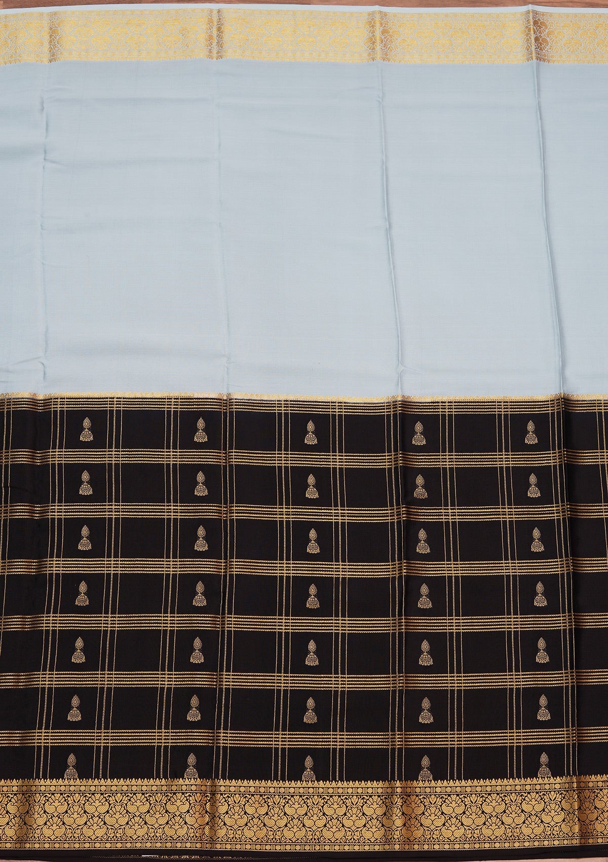 Sky Blue Zariwork Pure Crepe Silk Saree-koskii