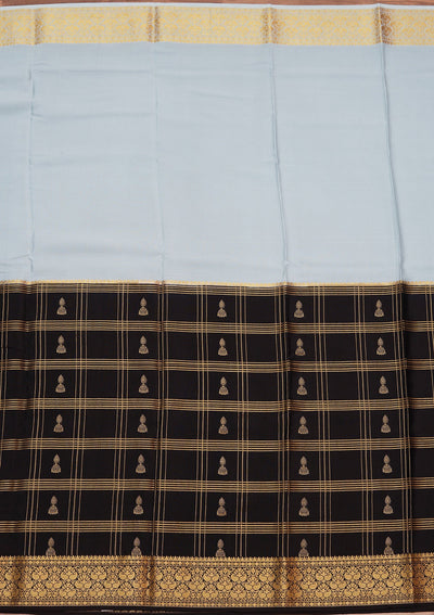 Sky Blue Zariwork Pure Crepe Silk Saree-koskii