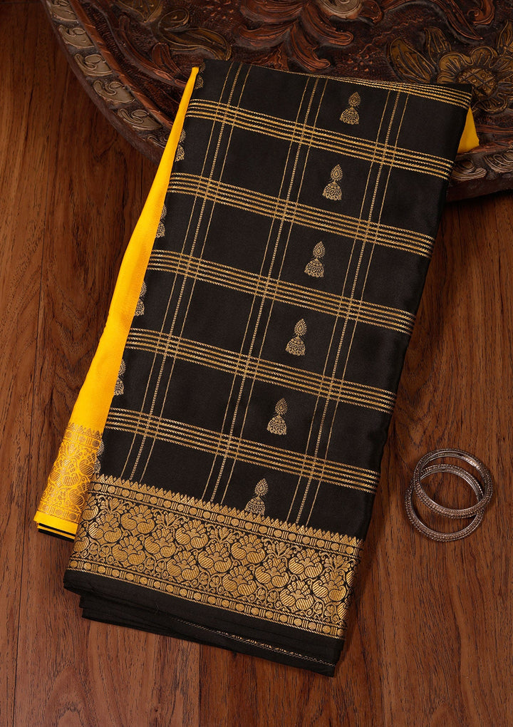 Yellow Zariwork Pure Crepe Silk Saree_koskii