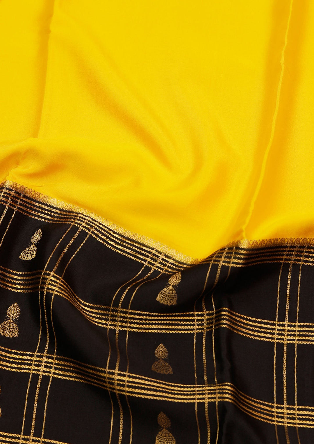 Yellow Zariwork Pure Crepe Silk Saree_koskii