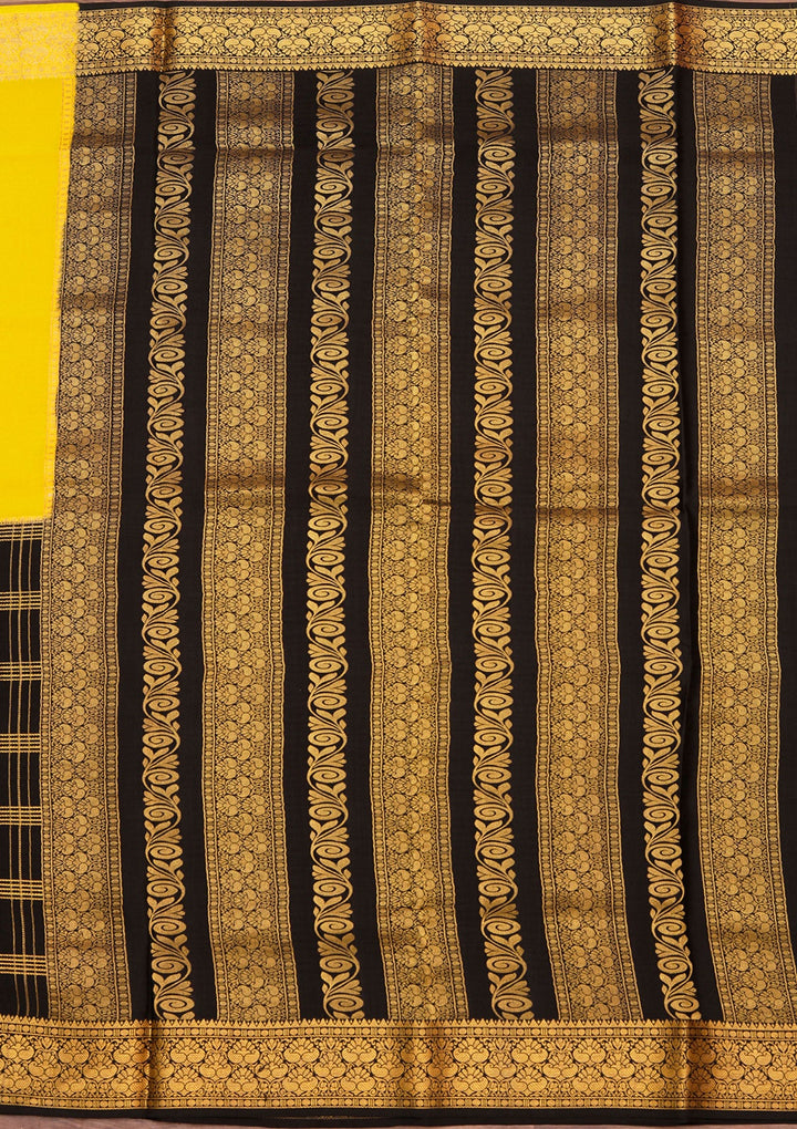 Yellow Zariwork Pure Crepe Silk Saree_koskii