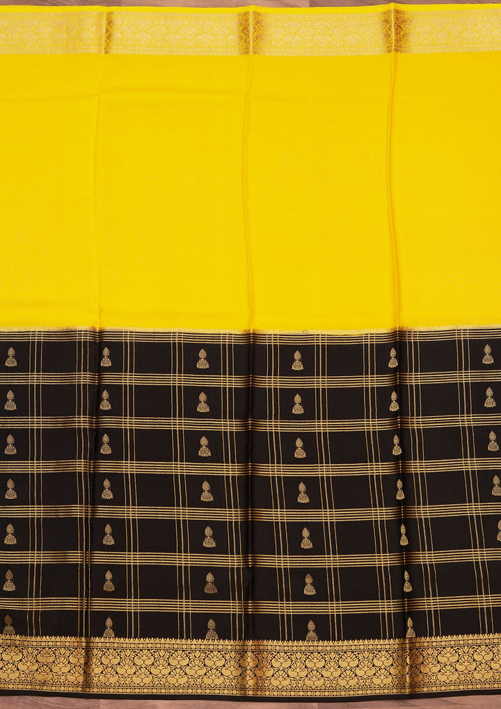 Yellow Zariwork Pure Crepe Silk Saree_koskii