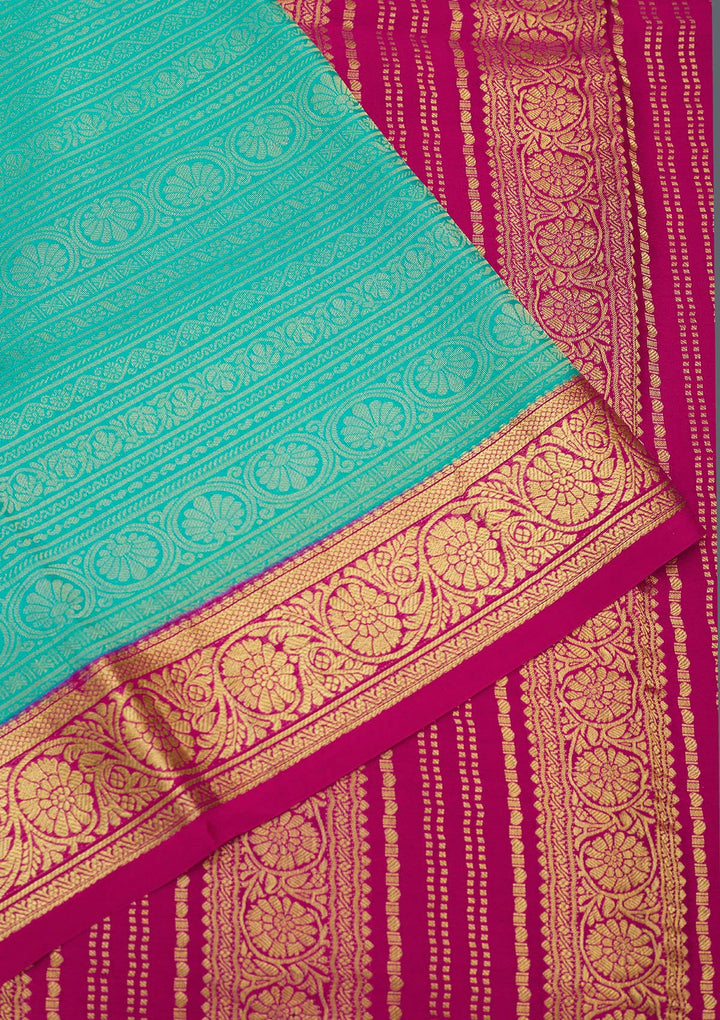 Blue Zariwork Pure Crepe Silk Saree-Koskii