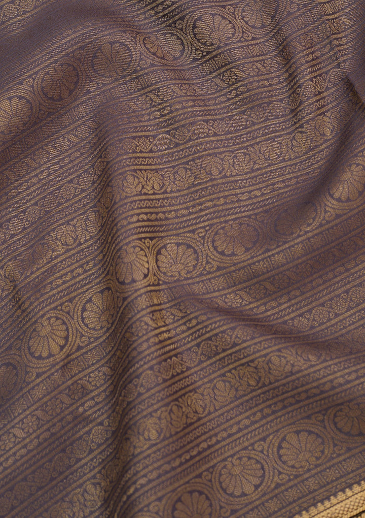 Grey Zariwork Pure Crepe Silk Saree-Koskii