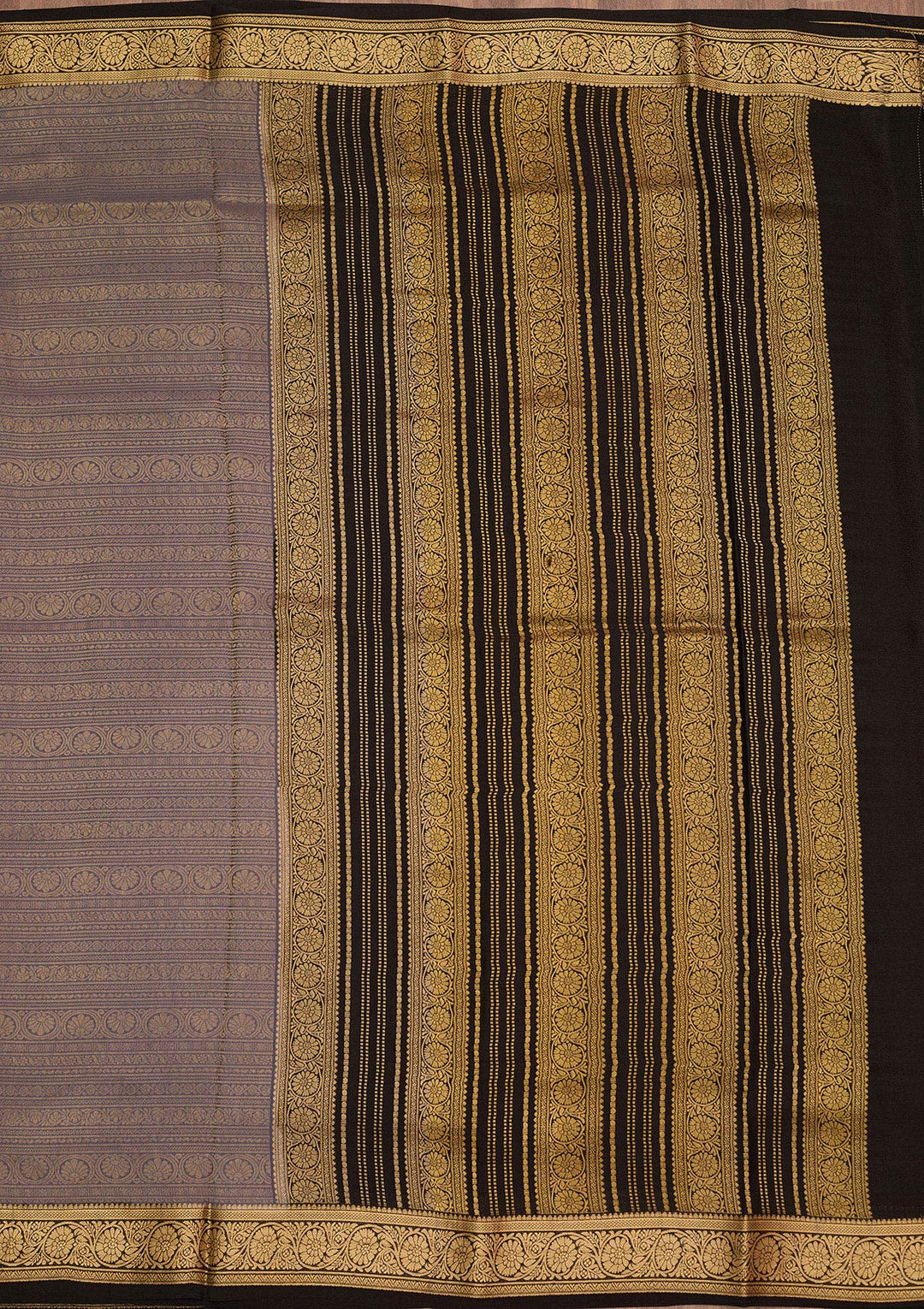 Grey Zariwork Pure Crepe Silk Saree-Koskii