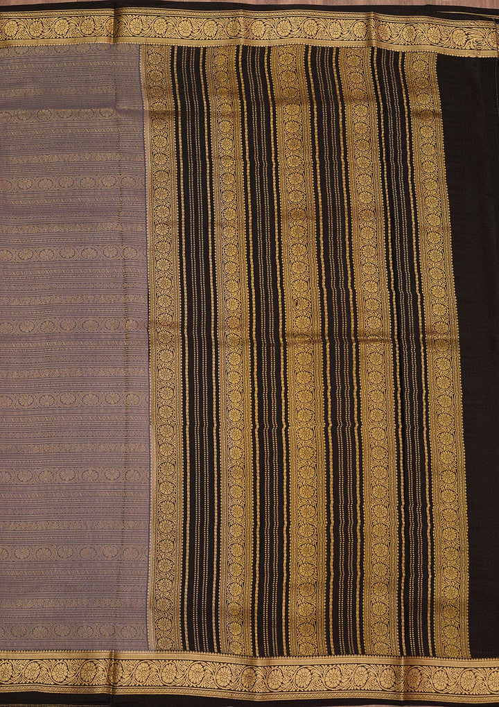 Grey Zariwork Pure Crepe Silk Saree-Koskii