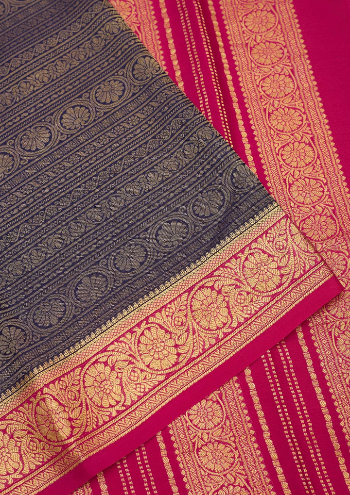 Grey Zariwork Pure Crepe Silk Saree-Koskii